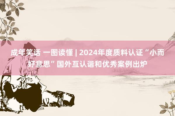 成年笑话 一图读懂 | 2024年度质料认证“小而好意思”国外互认谐和优秀案例出炉