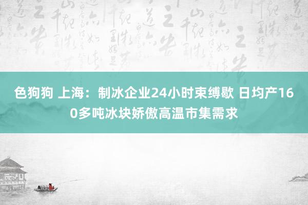 色狗狗 上海：制冰企业24小时束缚歇 日均产160多吨冰块娇傲高温市集需求