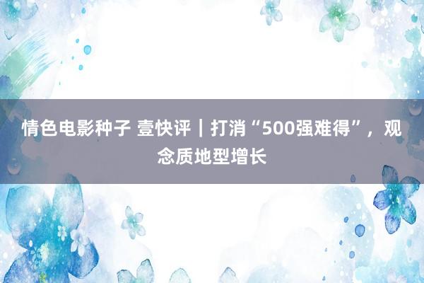 情色电影种子 壹快评｜打消“500强难得”，观念质地型增长