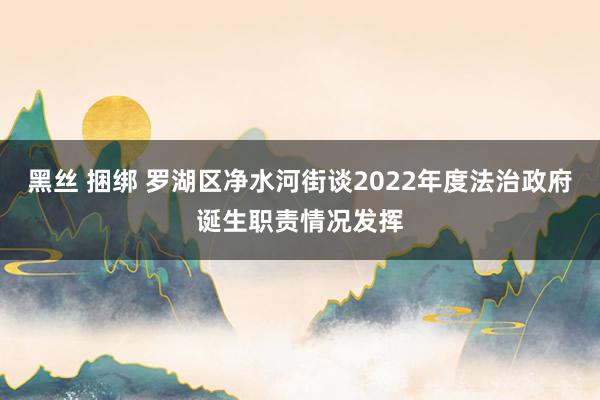 黑丝 捆绑 罗湖区净水河街谈2022年度法治政府诞生职责情况发挥